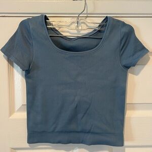 Blue Athleta Girl rise above scoop top. Size L